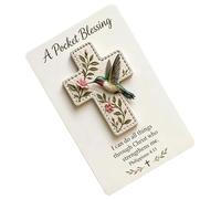 3D Bird Pocket Cross - Religious Keepsake with Card,Pocket Cross Blessing with Verse Card,for Prayer Devotion Meditation Baptism Bible Study Outdoor Travel