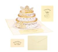 3D Birthday Card, 3D Birthday Cards for Men, Happy Birthday 3D Birthday Card, Three-Layer Cake, Foil Stamp Keepsak Collectible Stapier for, Mother, Father