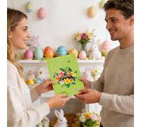 3D Birthday Card | Easter Memorial Card with Eggs and Spring Bunnies, Easter Thanksgiving Card | for Teachers Friends Family Wife Husband Girlfriend Mother Father