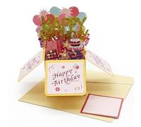3D Birthday Gift Card Pop Up Box Pink For Her Women For Her Postcard + Envelope Cube