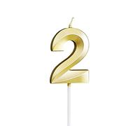 3D Birthday Number Candles Golden Glitter, Cake Candles for Birthday Party Anniversary Wedding Graduation (2)