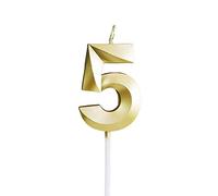 3D Birthday Number Candles Golden Glitter, Cake Candles for Birthday Party Anniversary Wedding Graduation (5)