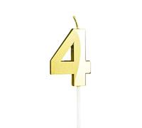 3D Birthday Number Candles Golden Glitter, Cake Candles for Birthday Party Anniversary Wedding Graduation (4)