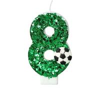 3D Birthday Number Candles, Soccer Football Themed Age Candles for Cakes, Anniversary, Wedding, Graduation Party Decorations,Number 8