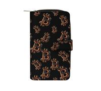 3D Bitcoin Logo Long Zippered Pouch Slim Clutch Organizer Purse Money and Credit Card Holder for Men Women