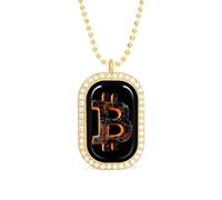 3D Bitcoin Logo Personalized Necklace Print Pattern Pendant With Chain Gifts For Women Men Golden-style-28