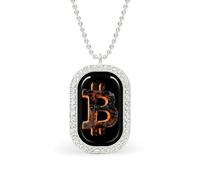 3D Bitcoin Logo Personalized Necklace Print Pattern Pendant With Chain Gifts For Women Men Silver-style-28