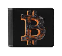 3D Bitcoin Logo Printed Bifold Wallet with Hidden Compartments Pocket Money and Credit Card Holder for Men Women