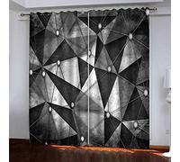 3D Black And White Geometric Triangle Printed Eyelet Blackout Curtains For Bedroom - 87X82 Inch - Ultra Soft Microfiber Thermal Insulated Drapes For Living Room Nursery Home Decoration 2 Panels