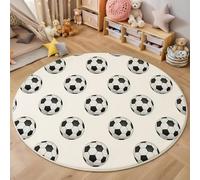 3D Black And White Symmetrical Football Carpet,Modern Movement Rug,Round Carpet Rug For Living Room Bedroom Decoration,Sofa Floor Mats Chair Mats Outdoor Doormat Kid Play Non-Slip Floor Mat,160Cm