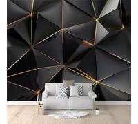 3D Black Gold Three -Dimensional Geometry Theme Photo Wallpaper 400 x 280 cm Removable Photo Mural for Children's Room Bedroom Living Room Art Home Decor Wall Mural Decoration