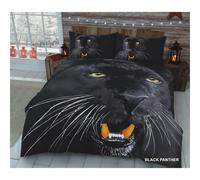 (3D Black Panther, Double) 3D Animal Print Bedding Quilt Cover Duvet Set