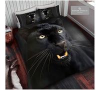 3D Black Panther Single Duvet Set, Premium Wildlife Bedding, 2 Piece Quilt Cover, Multi