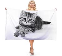 3D Black Pet Cat Beach Towel Microfiber Soft Quick Dry bath towel For Kids Adults Men Women Bath Sheets Extra Large for Camping, Travel, Swimm, Pool, gym, Microfiber Beach Towel 90x180 cm