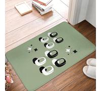 3d Black, White and Sage Green Mid-Century Modern Anti-slip Doormat Floor Mat for Kitchen Entrance Home Living room Footpad Mats