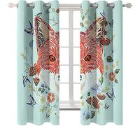 3D Blackout Curtains For Bedroom Fox Cartoon Art Plant 79X85 Inch Super Soft Curtain Eyelet Ring Top Thermal Insulated Window Treatment Darkening Drapes For Living Room Kids Room Decorative 2 P