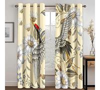 3D Blackout Curtains For Bedroom White Daisy Red Crowned Crane Animal 67X79 Inch Super Soft Curtain Eyelet Ring Top Thermal Insulated Window Treatment Darkening Drapes For Living Room Kids Room