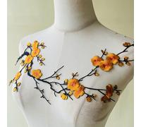 3D Blossom Lace Applique 35cm Handmade Floral Embroidery with Adhesive Backing for Wedding Dress DIY Sewing & Crafts (Orange)