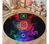 3D Blue And Red Smoke Symbol Carpet,Abstract Art Rug,Round Carpet Rug For Living Room Bedroom Decoration,Sofa Floor Mats Chair Mats Outdoor Doormat Kid Play Non-Slip Floor Mat,140Cm
