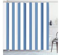 3D Blue and White Stripes Shower Curtain Mould Proof Resistant Extra Long Shower Curtains 200 x 200 cm Drop Wet Room Waterproof Washable Fabric Modern Geometric Bathroom Curtains with 12 Hooks b.1007