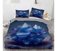 3D Blue Crystal Double Duvet Cover Sets Ore Double Bedding Set Warm Comfort Microfiber Quilt Cover Size 200x200 cm with 2 Pillowcases 50×75 cm y.3129