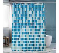 3D Blue Plaid Shower Curtain Chessboard Pattern Shower Curtains Mould Proof Resistant Waterproof Polyester Fabric Bathroom Curtains 200 x 200 cm Bath Curtain for Wet Rooms A-635