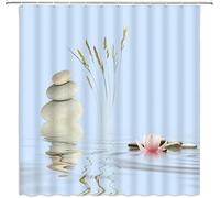 3D Blue Shower Curtain Mould Proof Resistant Extra Long Shower Curtains 200 x 200 cm Drop Wet Room Waterproof Washable Fabric Chinese Style Bathroom Curtains with 12 Hooks M-1268