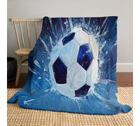 3D Blue White Ice Crystal Soccer Abstract Texture Flannel Fleece Throw Blankets 40"X50"(100X130Cm) Soft Cozy Fluffy Winter Fall Blanket Plush Home Decor For Couch Bed Sofa Living Room Bedroom