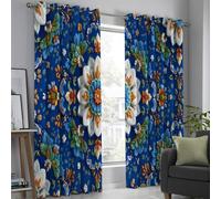 3D Bohemian Mandala Blackout Curtains For Bedroom 90 Inch Drop Eyelet Curtains For Living Room Nursary Exotic Flowers Thermal Insulated Noise Window Curtain 2 Panels Navy Blue