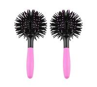 3D Bomb Curl Hair Brush Ball Brush 2Pcs 360° Round Styling Hairbrush Scalp Massage Spherical Shape Curling Hairbrush for Curly Long Wet Dry Hair
