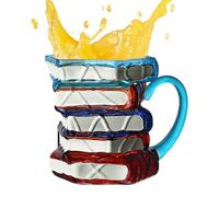 3D Book Coffee Mass, Stacked Books Coffee Library Bookcase - Hot Or Cold Brews Holder Colorful Read Bookish Articles For Readers Writers Liberwworm Literature Lovers Family