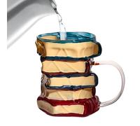 3D Book Stack Mug - 445ml Painted Coffee Mug | Stained Glass Bookcase Worm Coffee Glass, For Book Lovers, Readers, Writers, Librarians, Literary Gift
