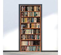 3D Books Bookcase Bookshelf Peel and Stick Door Stickers Self Adhesive Door Wall Murals Wallpaper for Home Bedroom Office 80X200 Cm - Self Adhesive Door Wallpaper Art Photo Poster