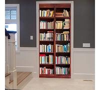 3D Books Library Bookshelf Bookcase Door Sticker Self Adhesive Door Poster Door Wallpaper Door Mural Door Art Door Wall Sticker Door Photo 77 X 200 Cm for Living Room Bedroom Bathroom Kitchen Door De