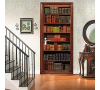 3D Bookshelf Bookcase Retro 95 X 215 Cm Door Sticker Self Adhesive Removable Door Wall Mural Wallpaper for Home Decoration PVC Sticker Door Murals Poster Scene Children's Room Boys and Girls Room Doo