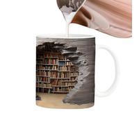 3D Bookshelf Mug - 350ml Ceramic Coffee Mug for Book Lovers, Library Bookshelf Design, Literary Gift Cup for Readers, Writers & Tea Lovers (2024 Edition)