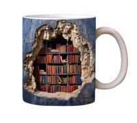 3D Bookshelf Mug a Library Shelf Cup, Space Design Multi-Purpose Ceramic Mug, Mug,A