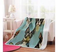 3D Boston Terrier Throw Blanket 130x150cm Microfiber Fleece Ultra Soft Cozy Plush Warm Animals Dogs Sherpa Blanket All Season for Home Couch Bed Chair Travel（Pattern 21-14）