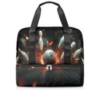 3D Bowling Sports Ball Sports Duffle Bag for Women Men Kirls Boys Girls 21 L Weekend Overnight Bags Wet Seperated Tote Bag for Travel Gym Yoga