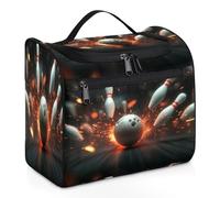 3D Bowling Sports Ball Travel Toiletry Bag for Women Men Kids Girls Boys 11.2 L Big Cosmetic Makeup Bag Hanging Wash Pouch Bag Toiletries Organizer Shower Bag