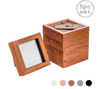 3D Box Photo Frames - 4 x 4" - Pack of 5 Nicola Spring Dark Brown One Size