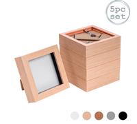 3D Box Photo Frames - 4 x 4" - Pack of 5 Nicola Spring Light Brown One Size