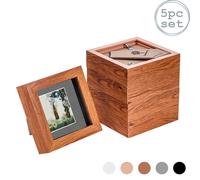 Nicola Spring 5 Piece 4 x 4 3D Shadow Box Photo Frame Set - Craft Display Picture Frame with 2 x 2 Mount - Glass Aperture - Dark Wood
