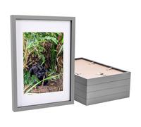 Nicola Spring 3D Shadow Box - Grey A3 Frame (30 x 42cm) - White A4 Mount (20 x 30cm) - Pack of 5-3D Photo Frame 3D Box Display Case