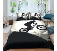 3D Boys Bedding Set Single Mountain Bike Duvet Cover Set Printed Comforter Cover 3 Pieces Bed Sets With Zipper Closure With 2 Soft Microfiber Pillow Cases - 90X190 Cm - Hypoaller -408H602M437