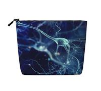 3D Brain Cell Neuron Neurology, Cosmetic Bag Imitation Linen Makeup Bag Portable Travel Toiletry Bag
