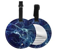 3D Brain Cell Neuron Neurology,Luggage Tags Pu Leather Name Tag Travel Suitcase Identifier ID Tags Durable Baggage Label 2 pcs