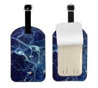 3D Brain Cell Neuron Neurology,Luggage Tags Pu Leather Name Tag Travel Suitcase Identifier ID Tags Durable Baggage Label 2 pcs