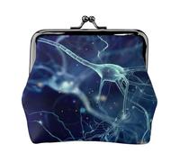 3D Brain Cell Neuron Neurology, PU Leather Coin Purse, Small Wallets, Change Pouch with Kiss Lock Clasp Buckle, Change Purse