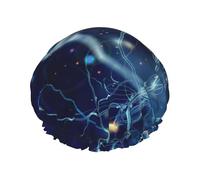 3D Brain Cell Neuron Neurology,Shower Cap Nightcap Double Layer Waterproof Elastic Bath Cap Reusable Hair Cap